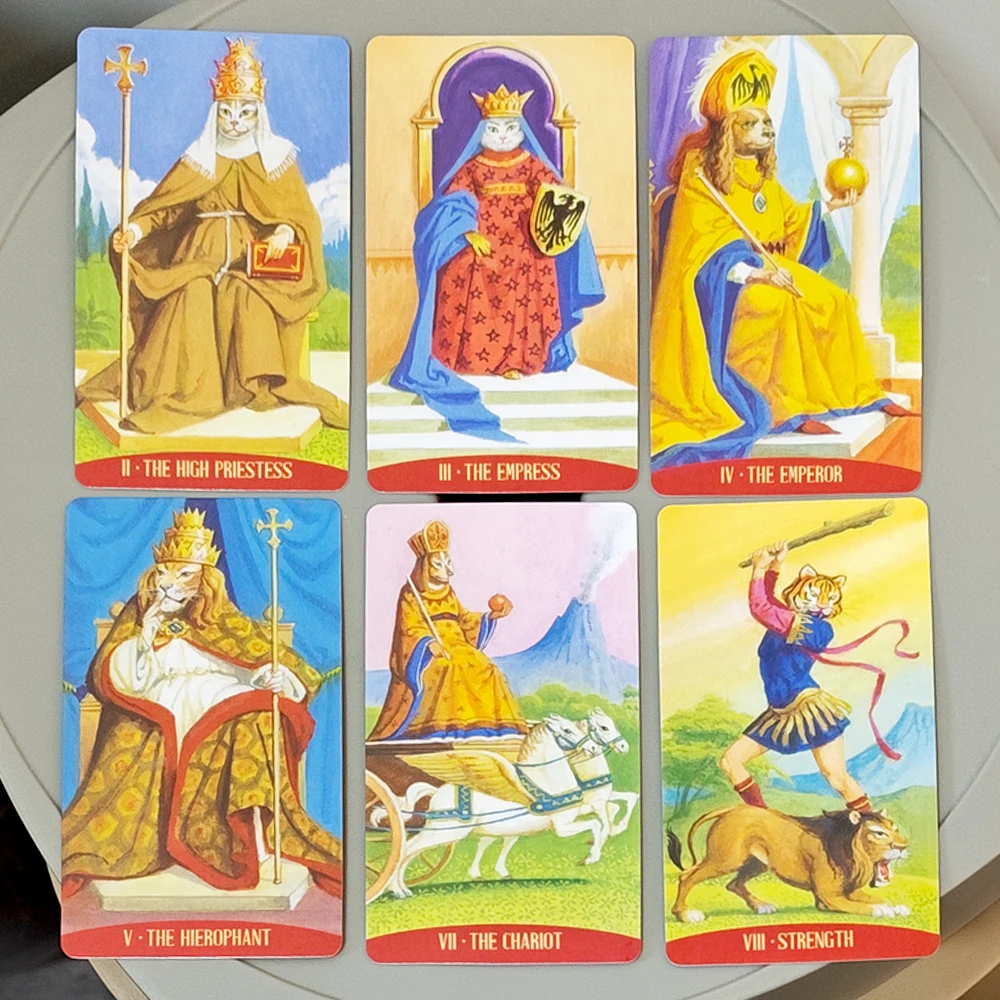 Tarot aus italienischer Kunst im Renaissance-Stil mit 78 Karten, 10,3 x 6 cm, basierend auf dem Tarot-Deck „Rider Waite System“ mit königlichen Tieren