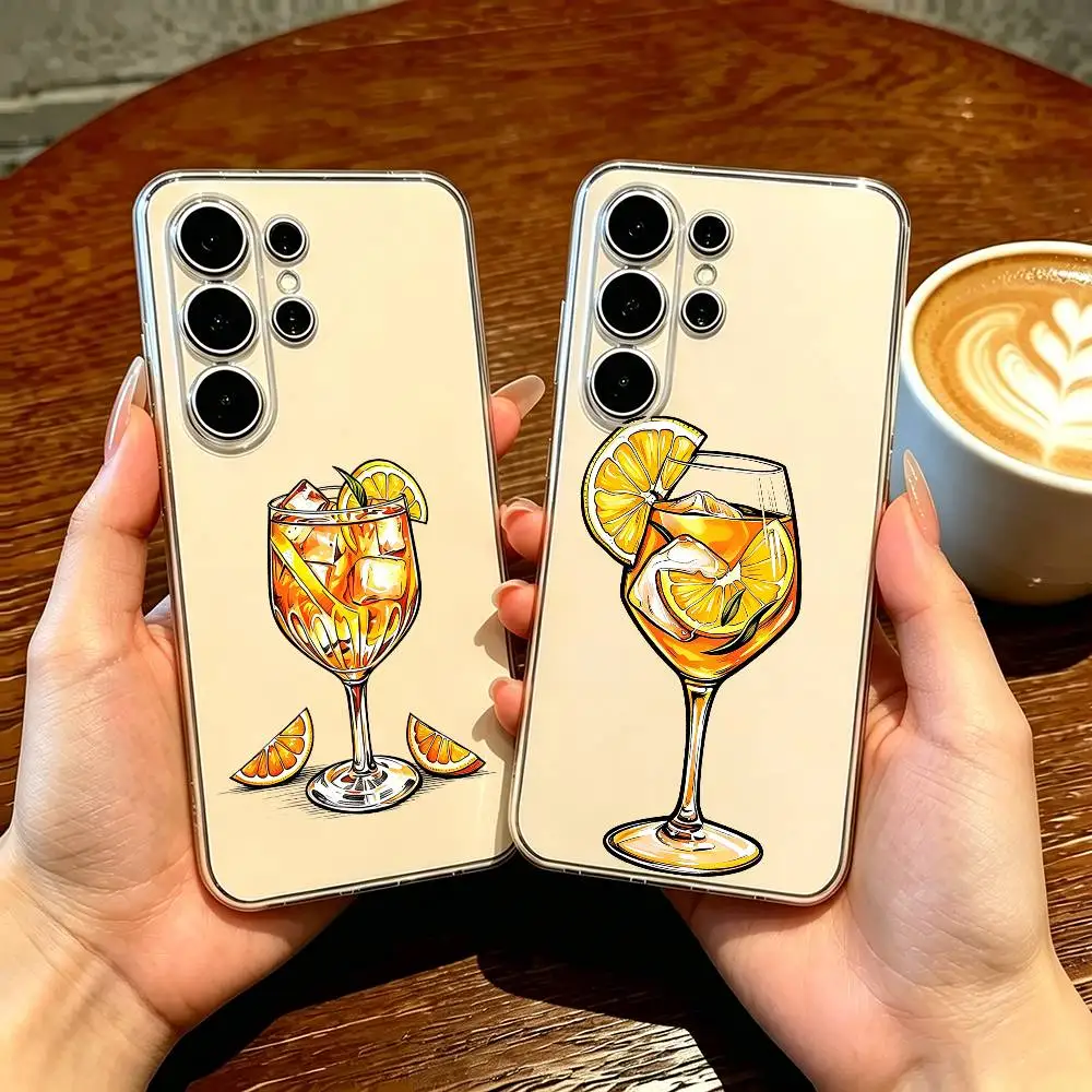 Fashion Aperols Spritzs Phone Case Transparent Silicone Soft For Samsung S25,S24,S21,S22,S23,S30,Ultra,S20,Plus,Fe