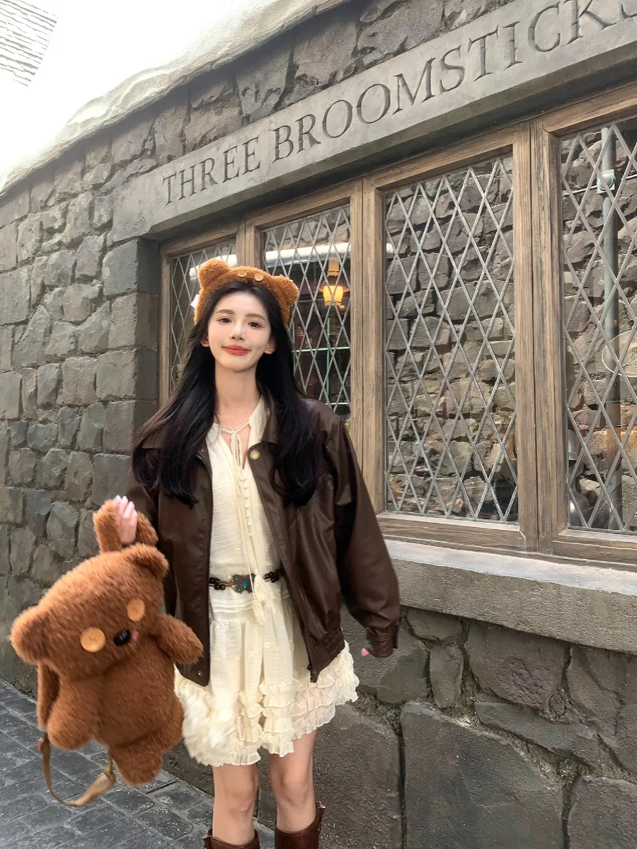 

Kett Street Sle ort Кожаный джет Женский весенне-осенний элитный топ небольшого размера