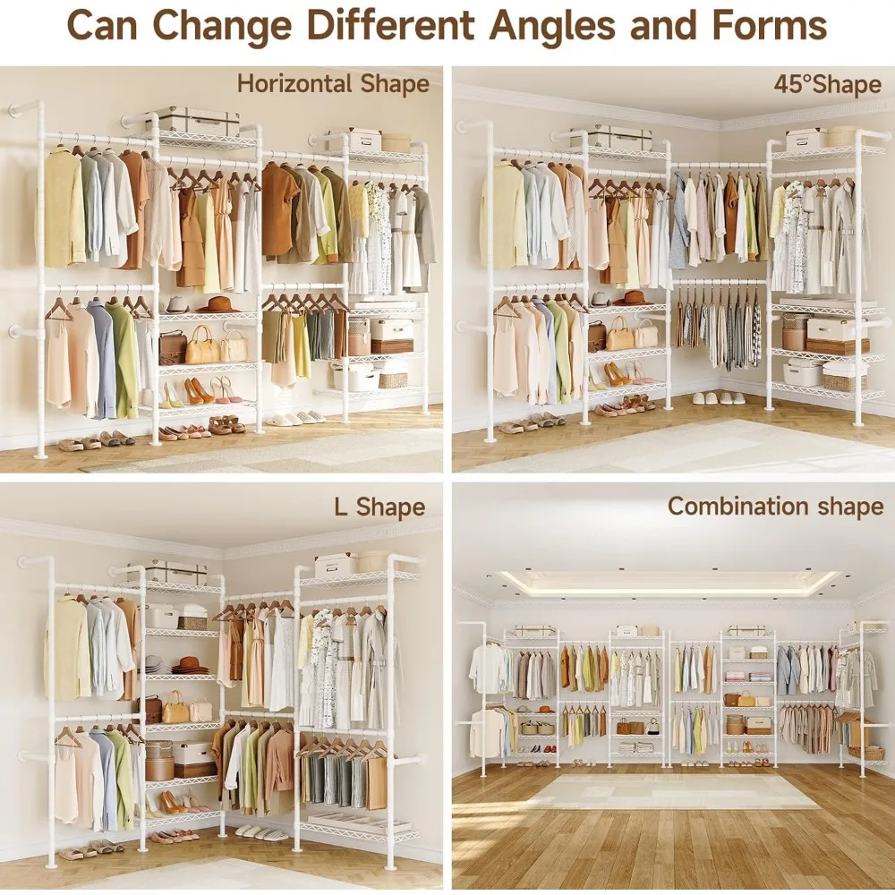 نظام خزانة الأنابيب القابلة للتوسيع شديدة التحمل على الطراز الصناعي لتعليق الملابس - منظم رف الملابس المثبت على الحائط