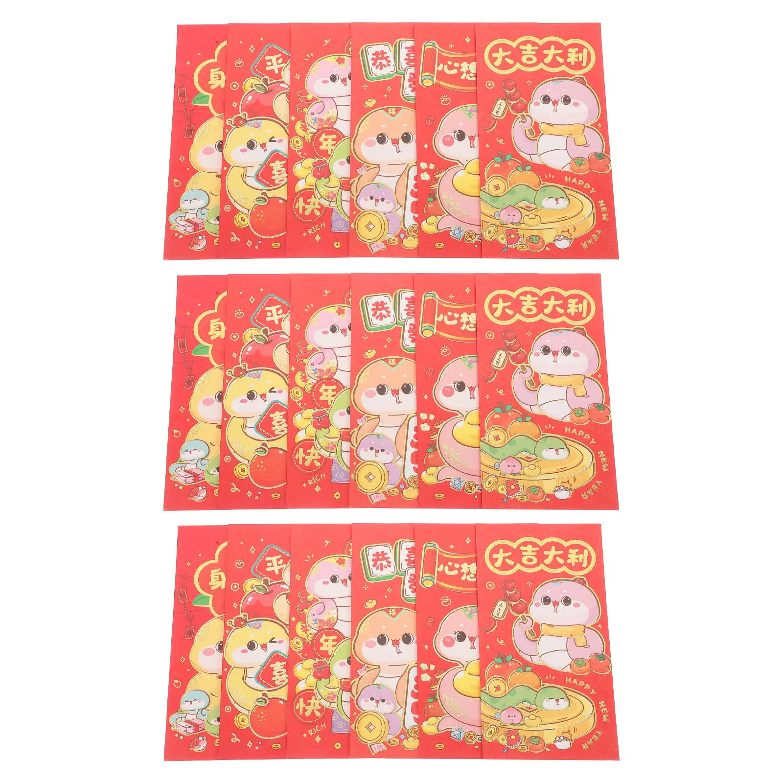 

18Pcs Chinese New Year Red Envelopes Eyecatching Designs Sturdy Money Holders for Spring Festival Celebrations