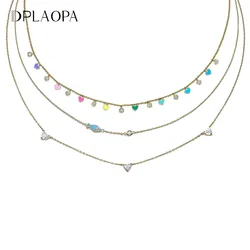 DPLAOPA 925 Sterling Silver Love CZ Smile Fish Pendant Love Pendant Charm Choker Necklace 2022 Winter Spring Women Luxury Jewels