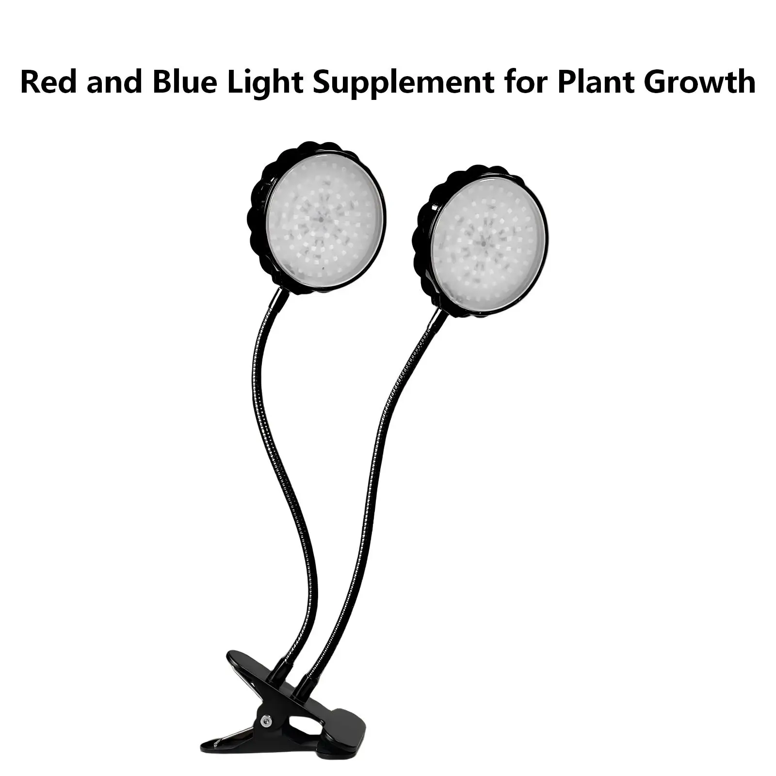 Dual-Head USB Plant Light for Desk, 3 Timer (3/9/12H) &5 Dimmable Levels, Red Blue Mixed Clip-On Lamp for Indoor Succulent Care
