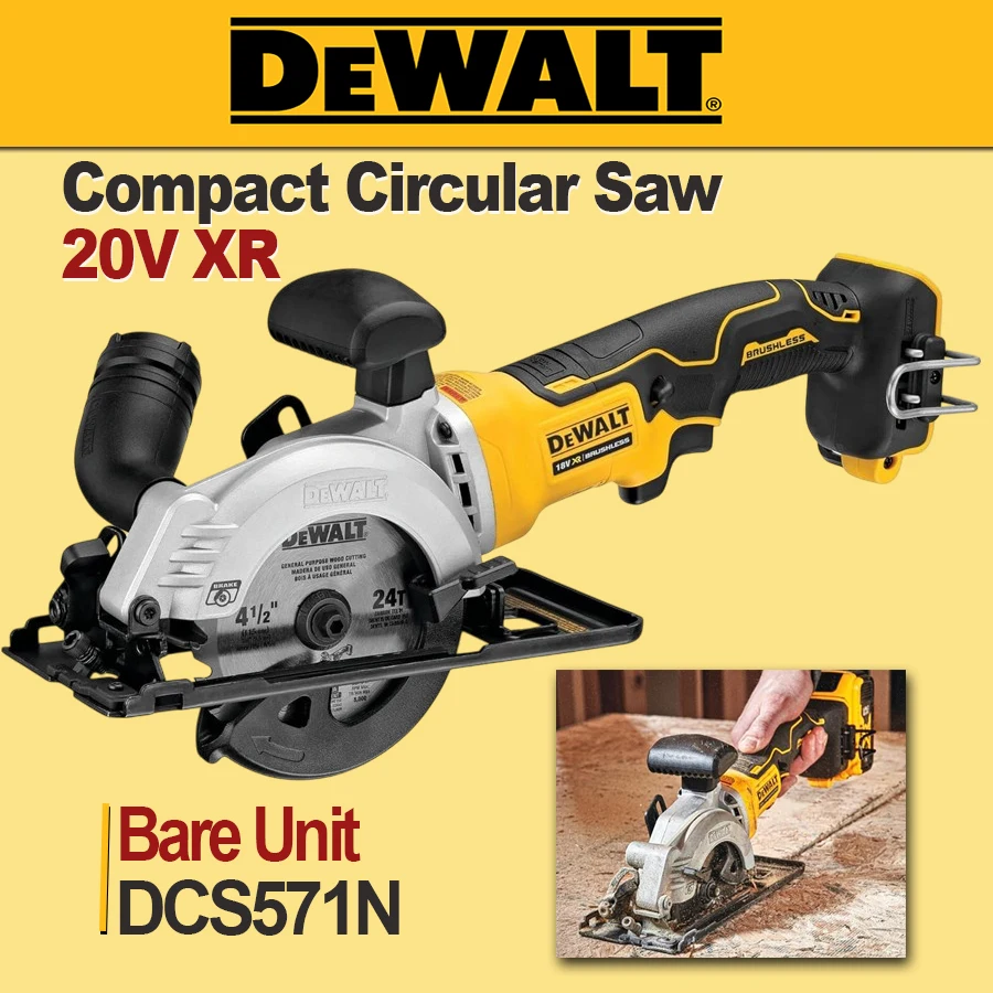 DeWalt DCS571N Compact Circular Saw Cordless Circular Saw Brushless 20V for Steel and Wood Cuting Universal (Bare Unit)