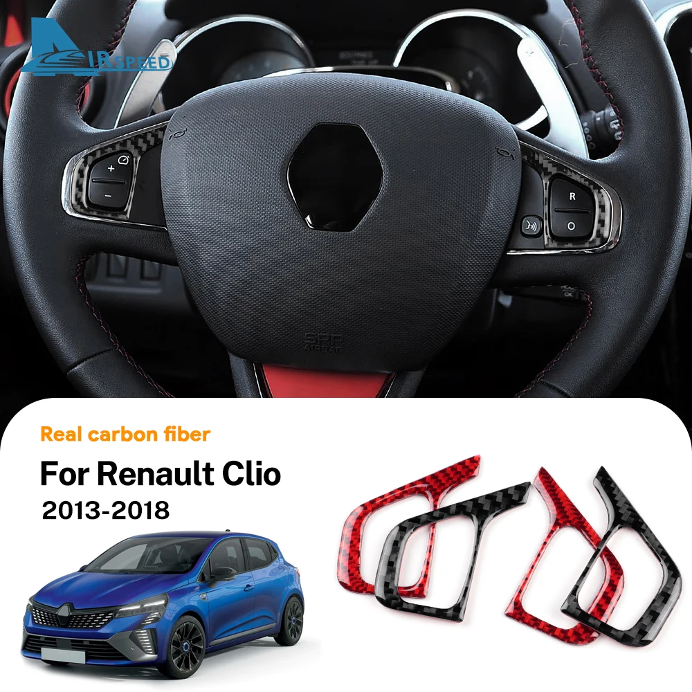 

For Renault Clio 4 2013 2014 2015 2016 2017 2018 Real Soft Carbon Fiber Sticker LHD RHD Car Steering Wheel Button Bottom Frame