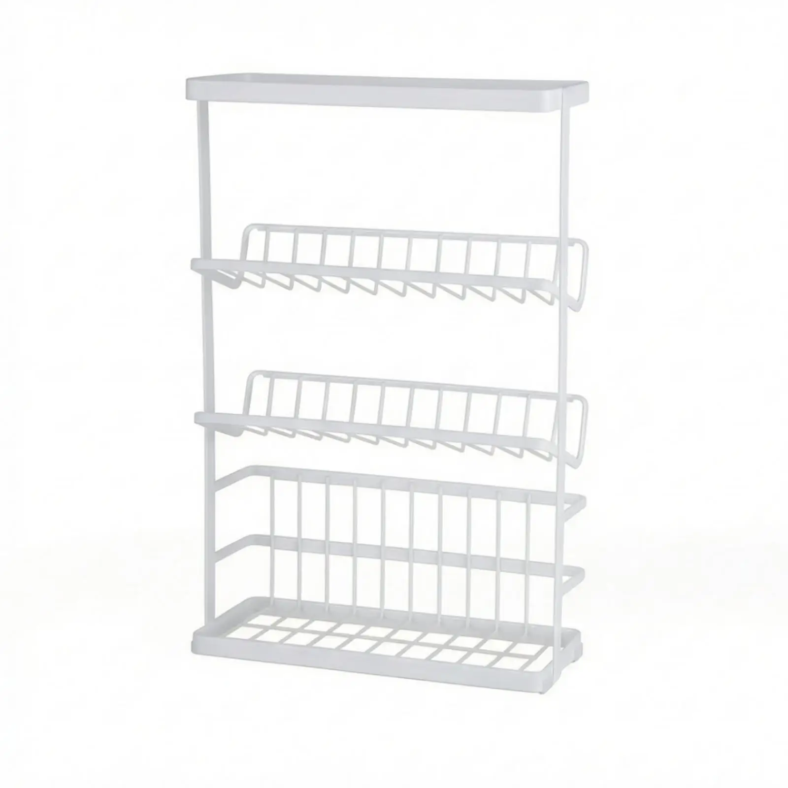 Floor Standing Rack with Slanted Shelves Slim Shelving Unit Compact for Washroom