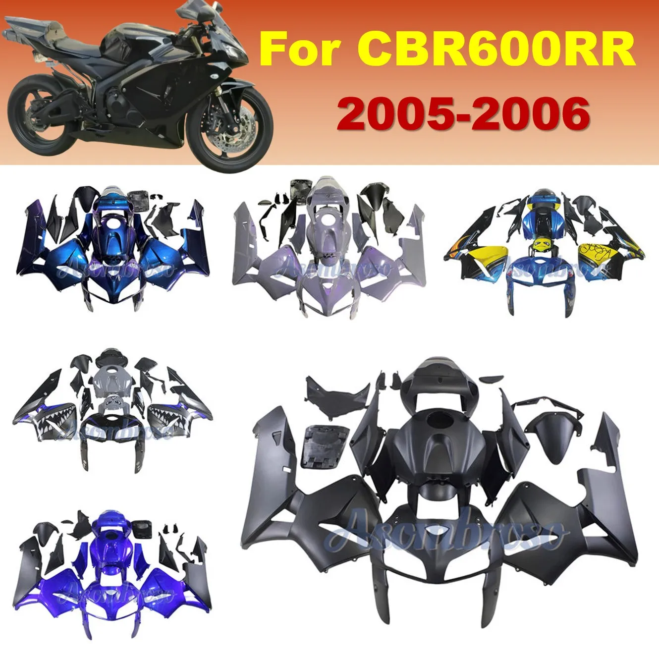 

Motorcycle Body Fairing kit For CBR600RR 2005 CBR 600RR 2006 CBR 600 RR Custom ABS Injection Molded Replacement Fairings