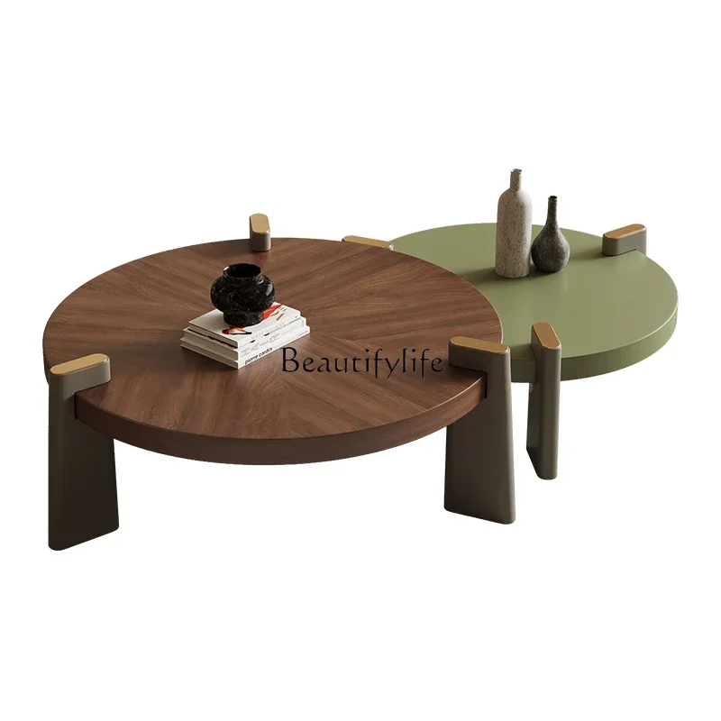 

55Wabi Sand wind walnut size coffee table new simple designer cave stone round coffee table