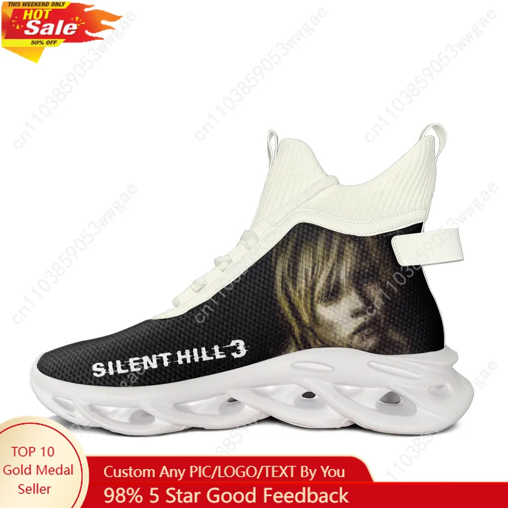 

Высокие кроссовки на плоской подошве Silent Hill 3, мужские и женские спортивные кроссовки для бега, кроссовки высокого качества, сетчатая обувь на шнуровке, обувь на заказ