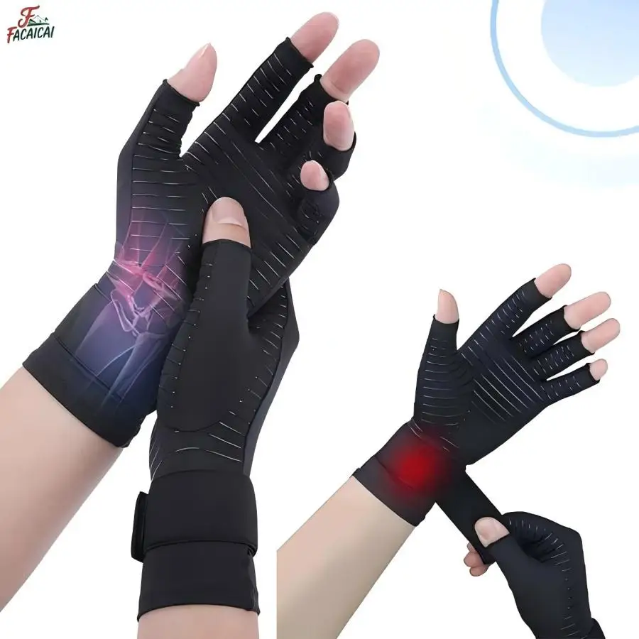 

Arthritis Fingerless Gloves for Hand Pain,Carpal Tunnel,Rheumatoid,Tendonitis,and Relieve Muscle Pain Compression Copper Gloves