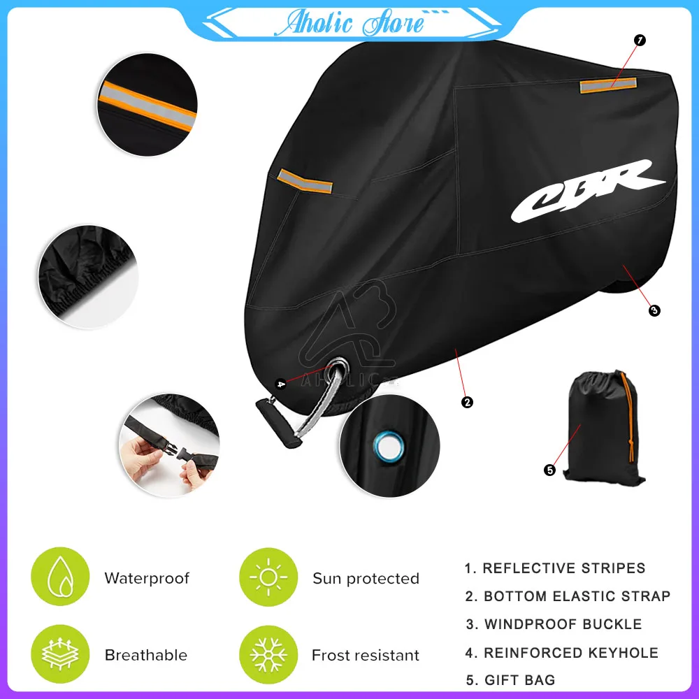 Motorcycle Cover All Season Universal Dustproof Snowproof Outdoor for CBR 125R 600 650F/R 1100XX 1000F cbr 600 954 1000 RR 900RR