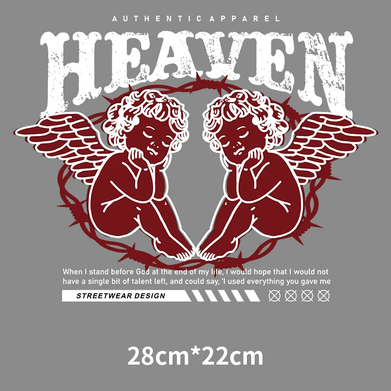 Punk Hip Hop men\'s T-shirt vest DIY decorative heat Transfer Eagle Angel Letters DTF vinyl-washed stickers