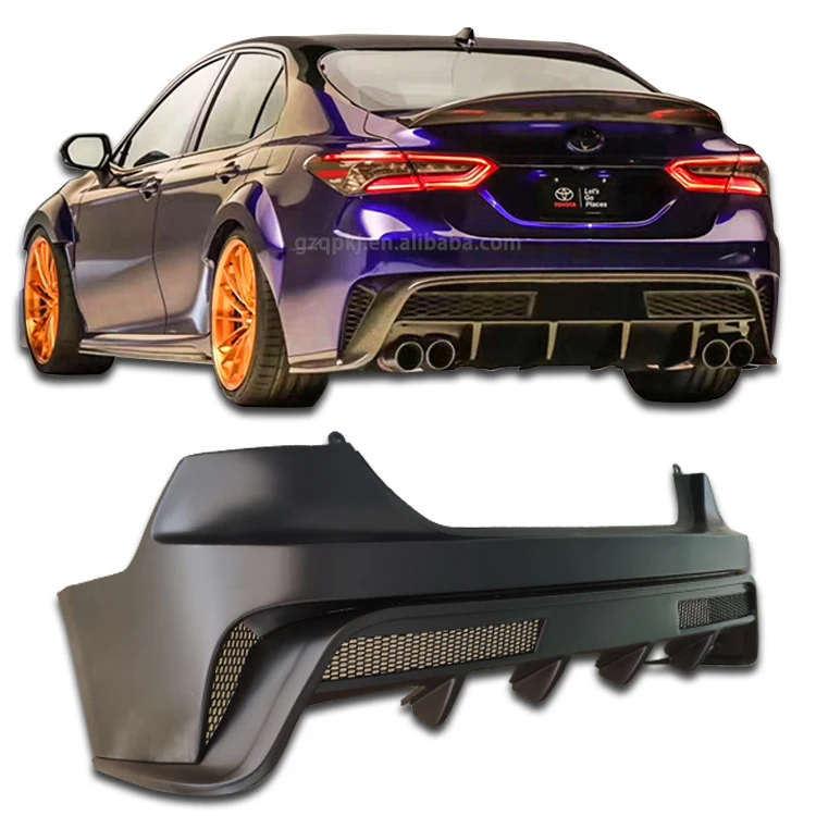 

On the rear bumper For 2018-2023 Toyota camry modification upgrades its carbon fiber grain bumper ABS material