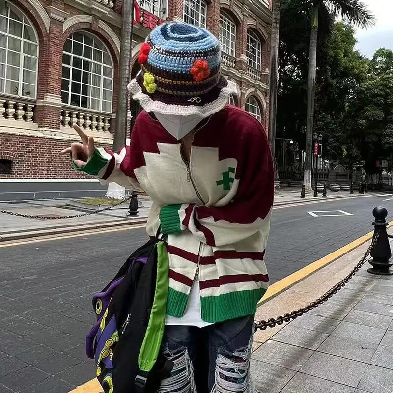 เสื้อสเวตเตอร์ไหมพรมคอเต่าครึ่งตัว รุ่น MWJLPWQ 2025 สำหรับฤดูใบไม้ร่วงและฤดูหนาว ดีไซน์ลำลองแบบสีตัดต่อ ซิปคู่อเนกประสงค์ รุ่น 12525