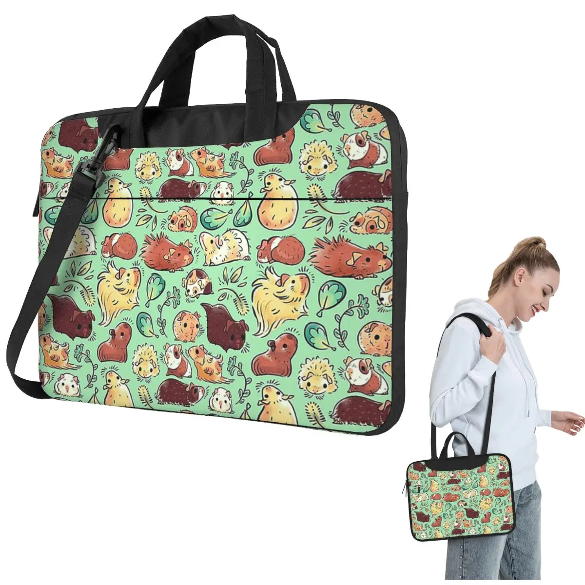 Guinea Pig Huddle Crossbody Laptop Bag Case Computer Bag 13 14 15.6 Inch Notebook Pouch for Macbook Pro