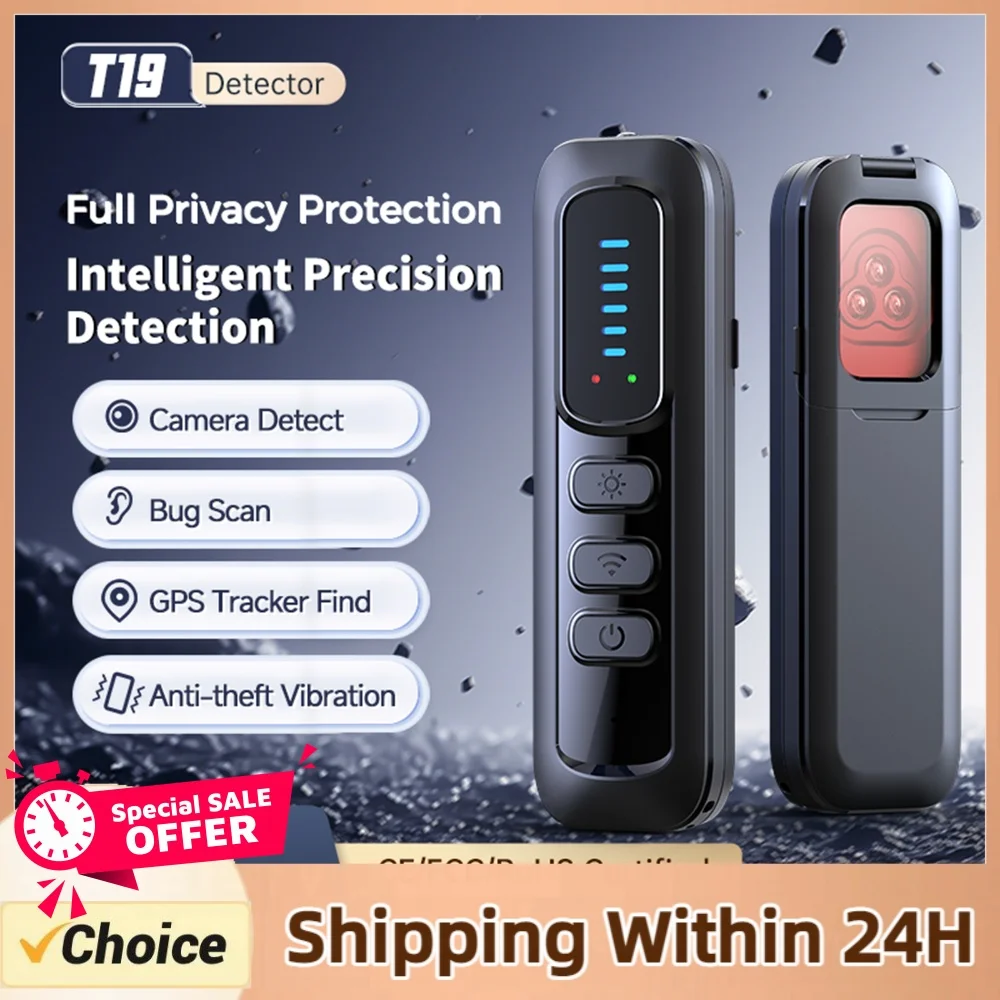 RF Signal Bug Detector Covert Camera Finder Infrared Lens Scanner Privacy Detector 5-Level Sensitivity Adjust