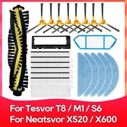 로봇 진공 필터 걸레 브러시 예비 부품, Neatsvor X500, X520, X600 Pro, Tesvor X500, T8, S6, Ikhos Create Netbot S15