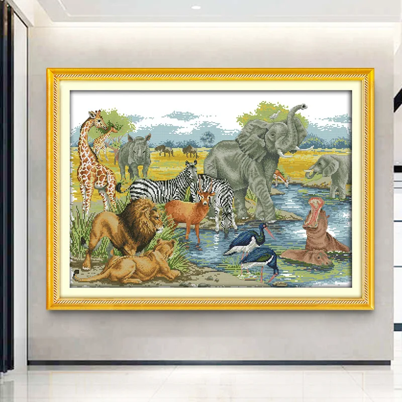 

Набор для вышивки крестом Joy Sunday с предварительной печатью, легкий узор, набор для вышивки из штампованной ткани Аида, мир животных