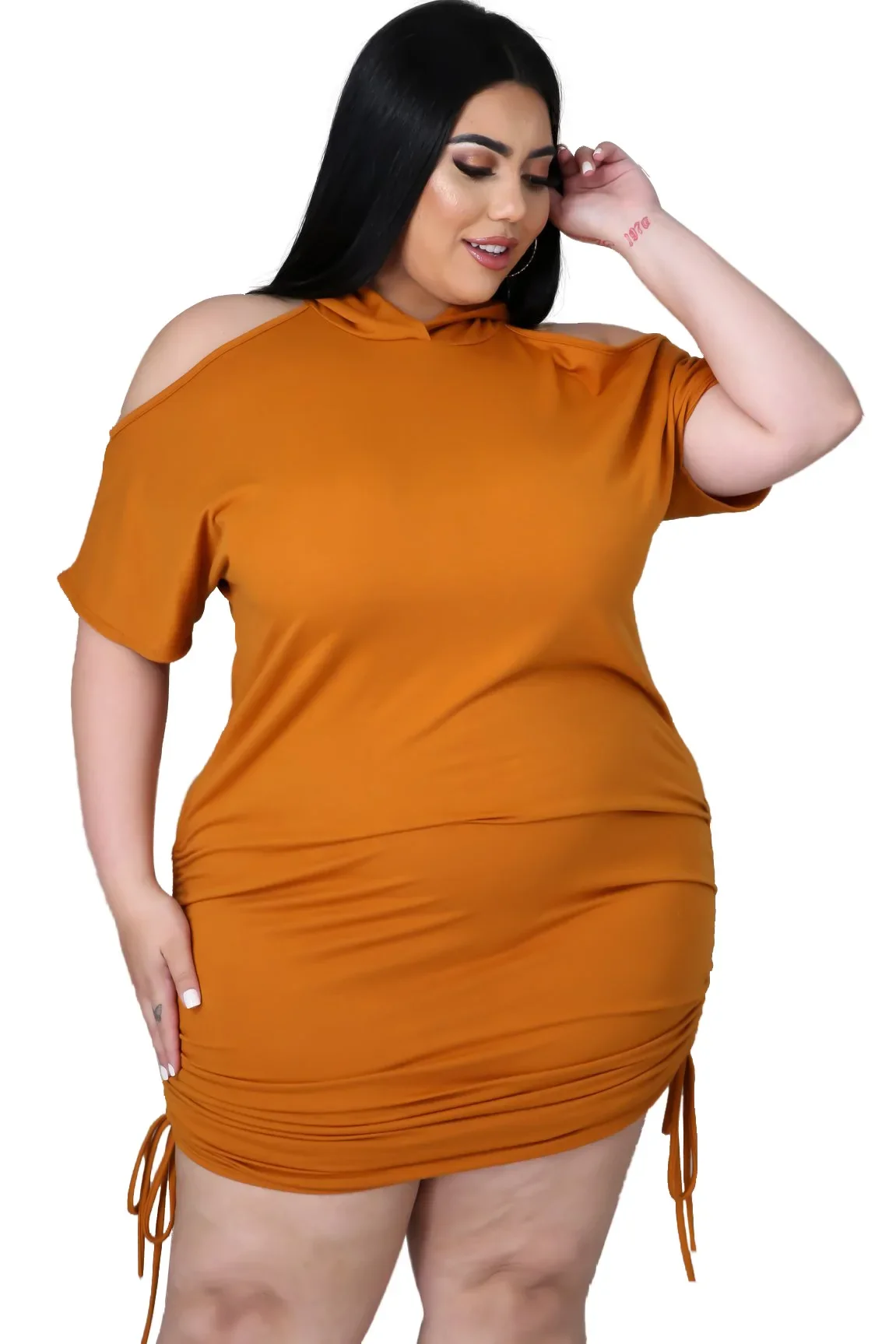 XL-5XL African Women Summer Plus Size Dresses Fashion Casual  Hood Strapless Short Sleeve Sexy Dress Wholesale Dropshipping