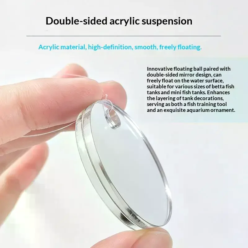 Betta Fish Floating Double Sided Mirror Smooth Edge Strong Suction Cup For Betta Training Aquarium Fish Tank Decoration