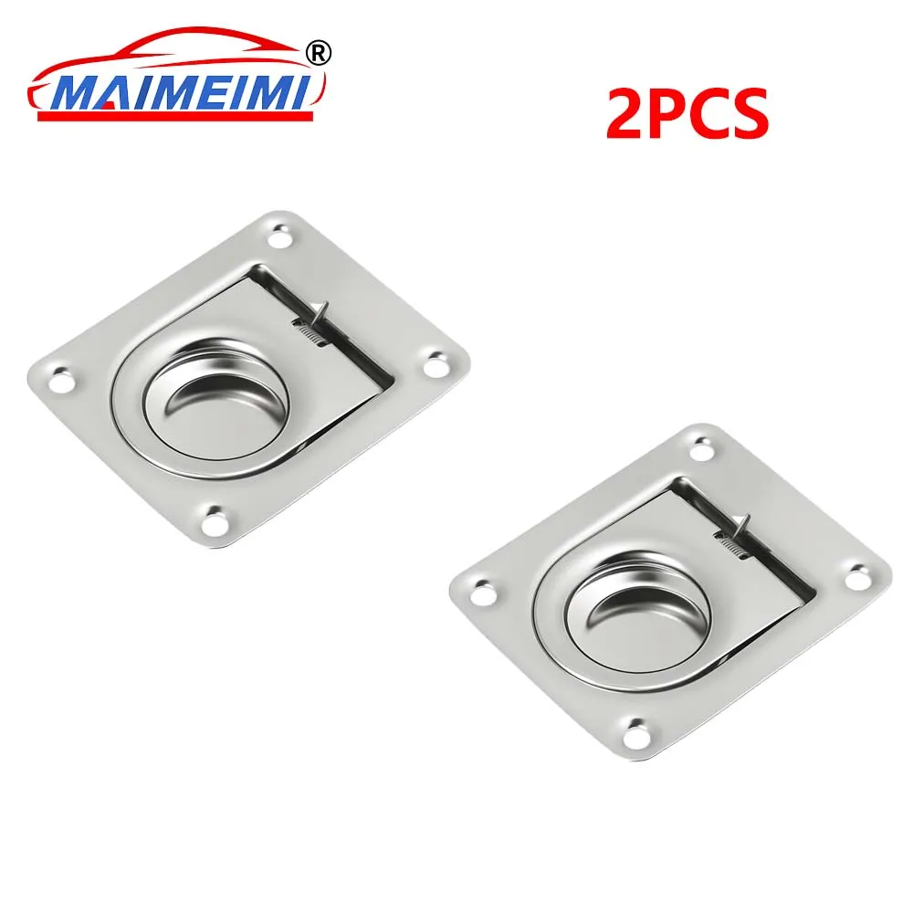 2 Pcs Stainless Steel Locking Pull Ring Handle Boat Accessories Marine Locker Pull Yachts Flush Lifting Ring