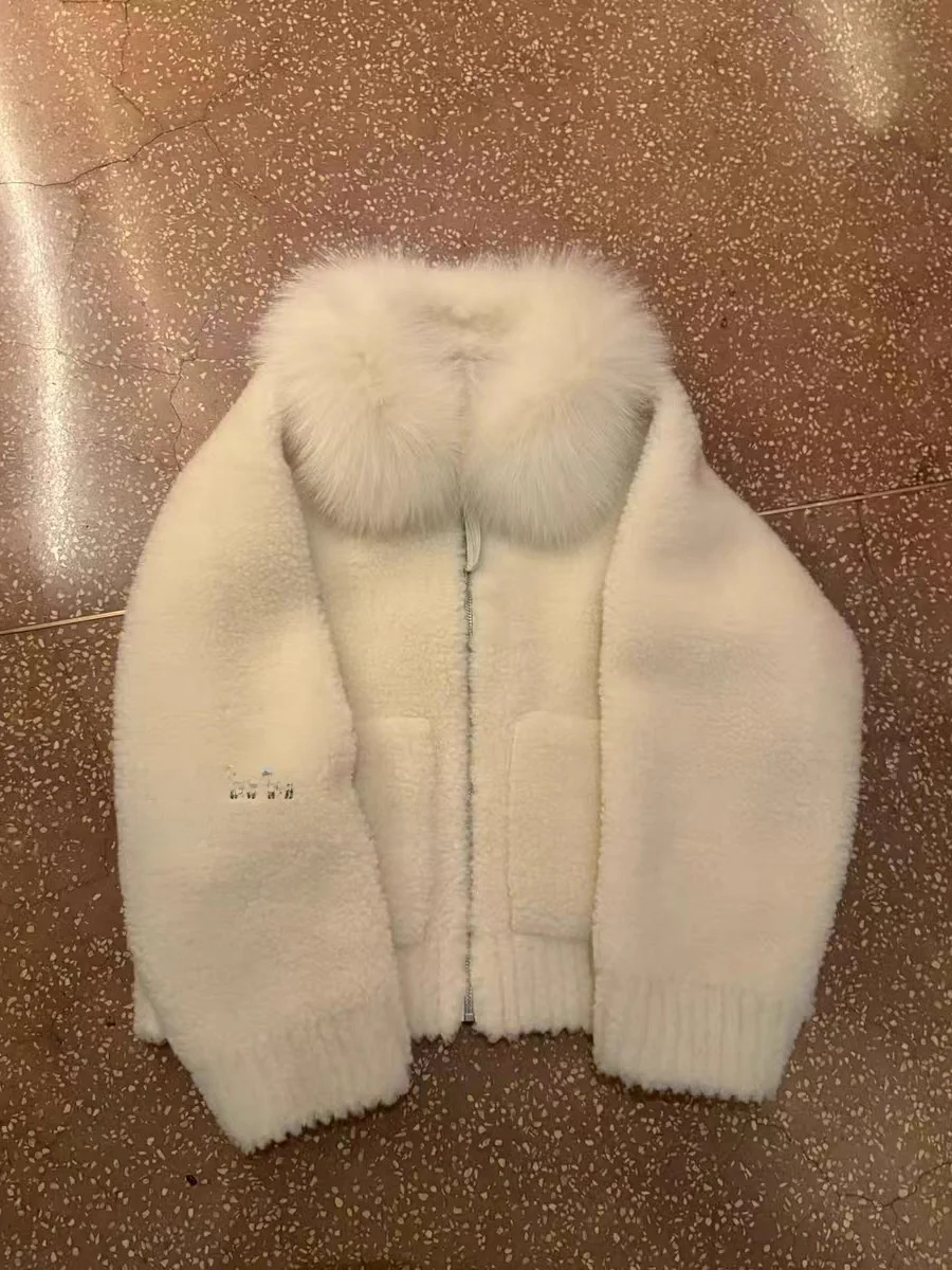 معطف نسائي كاجوال من فراء الخروف Jaet فضفاض مناسب ومتعدد الاستخدامات معطف للدفء مضمون بسحاب للإغلاق قابل للتعديل