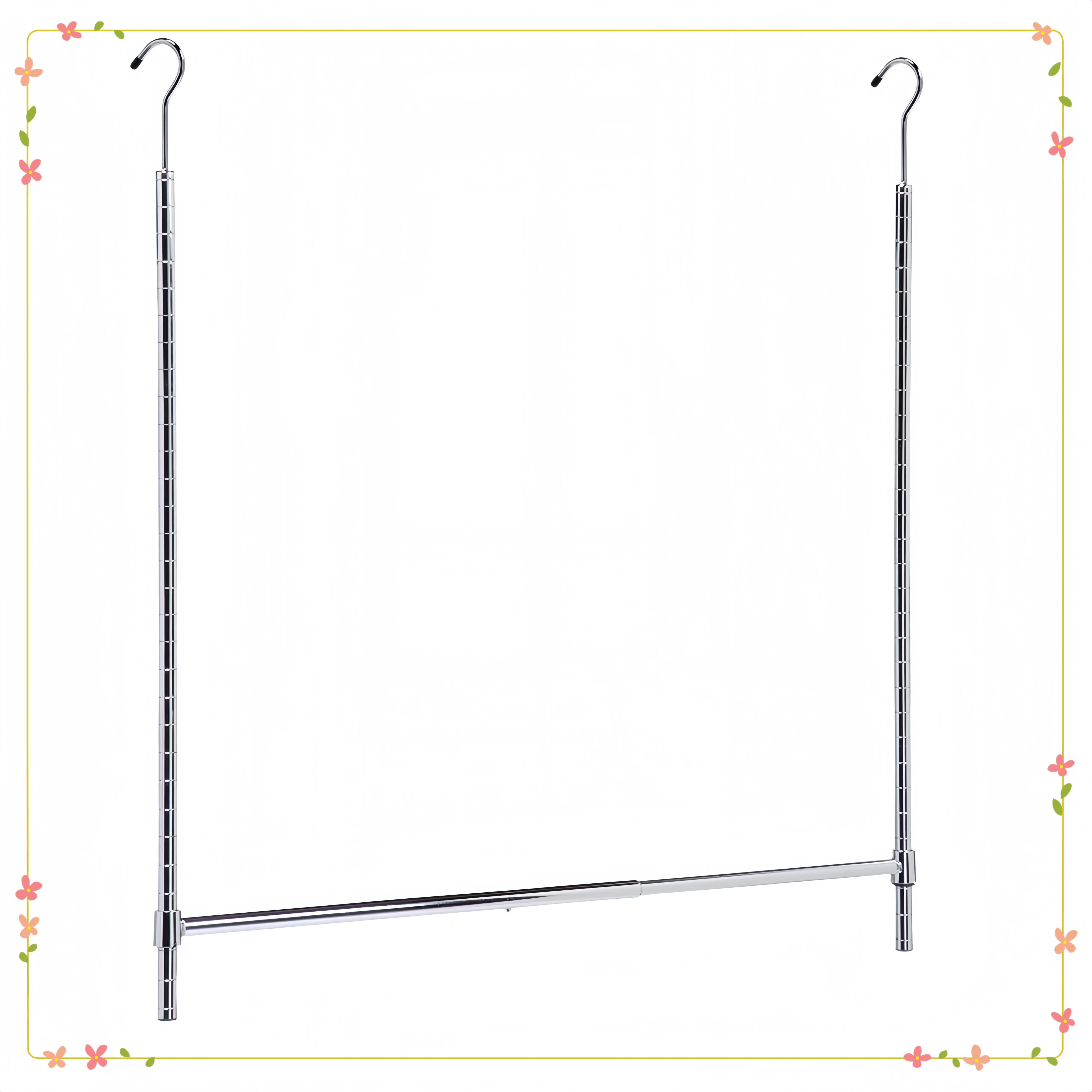 Black Steel Adjustable Hanging Closet Rod, Telescoping Tension Pole for Wardrobe Organization, No Drill Installation