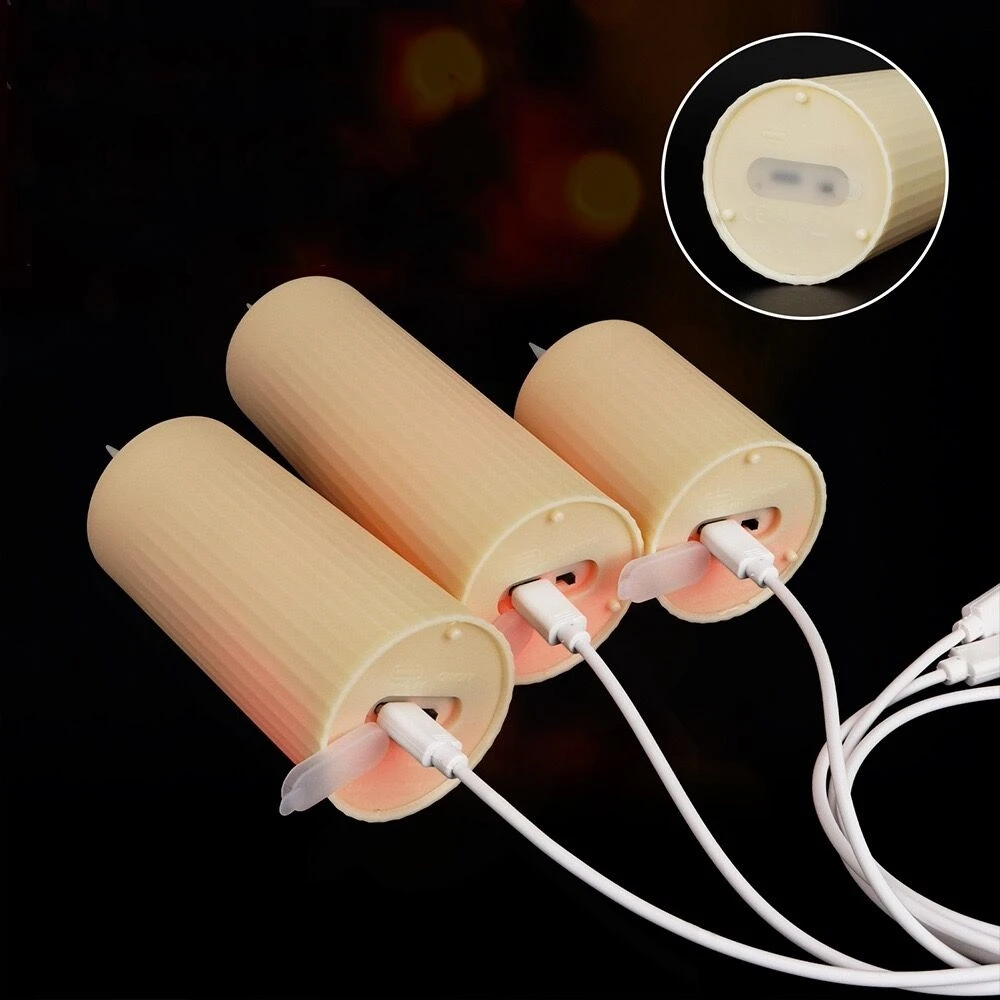 set of 6 USB Rechargeable Remote control led Candles Flickering 3D Flame Roman Pillar Candle light Waterproof  F/Christmas Home