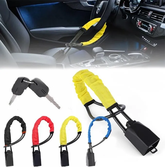 Universal Car Anti Theft Steering Wheel Lock Steel Cable Immobilizer Seat Belt Safety Lock Security Protect for Vehicles Lock