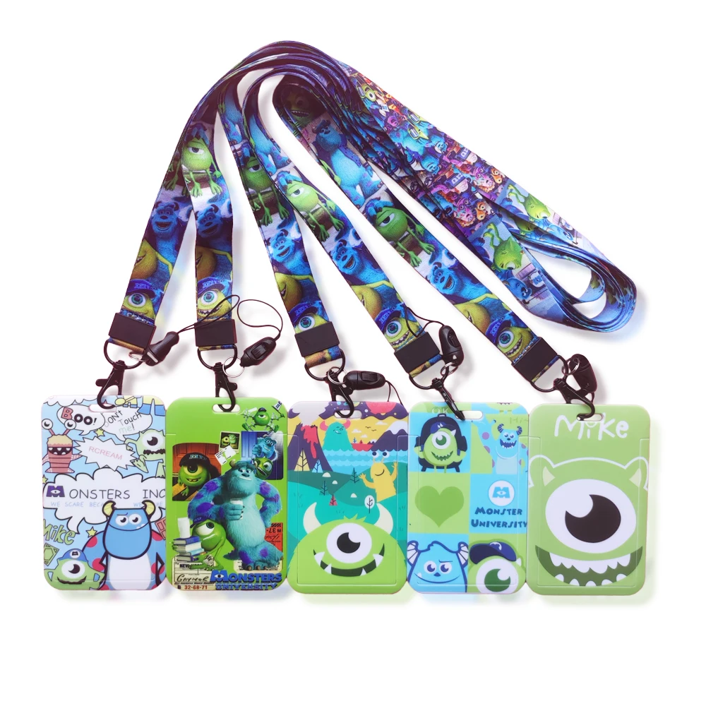 Disney Monsters University Men\'s Plastic Anime ID Card Holder Fashion Badge Sliding Work Name Tag Bus Lanyard Card Holder