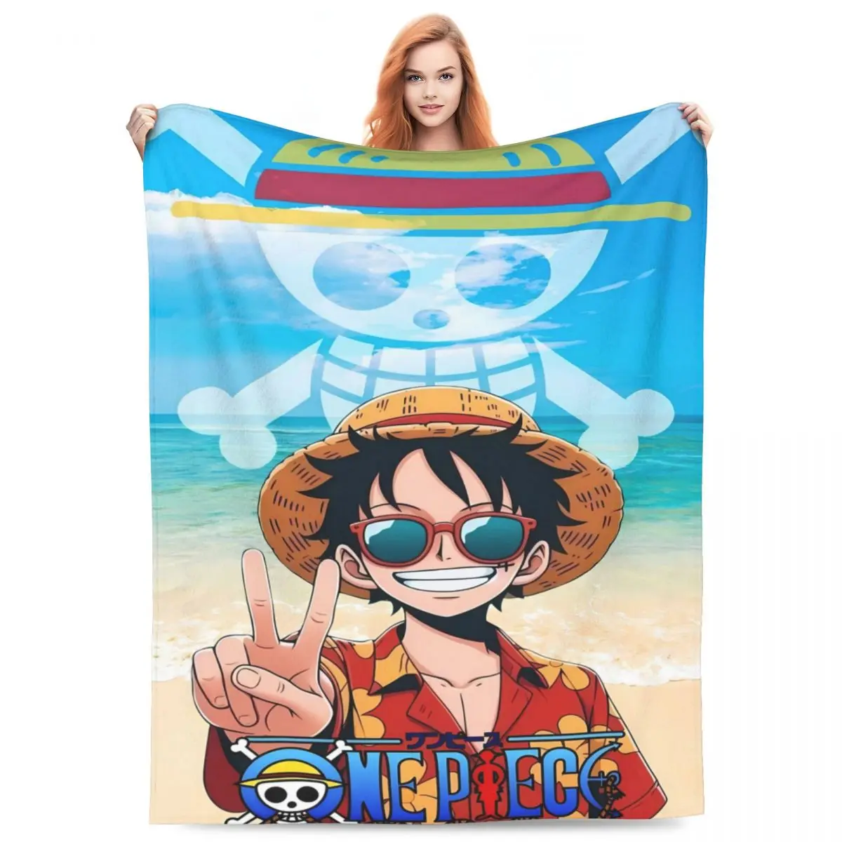 O-One Anime P-Piece Flannel Blanket Super Warm Throw Blanket for Living Room Travel Office Novelty Bedspread Sofa Bed Cover