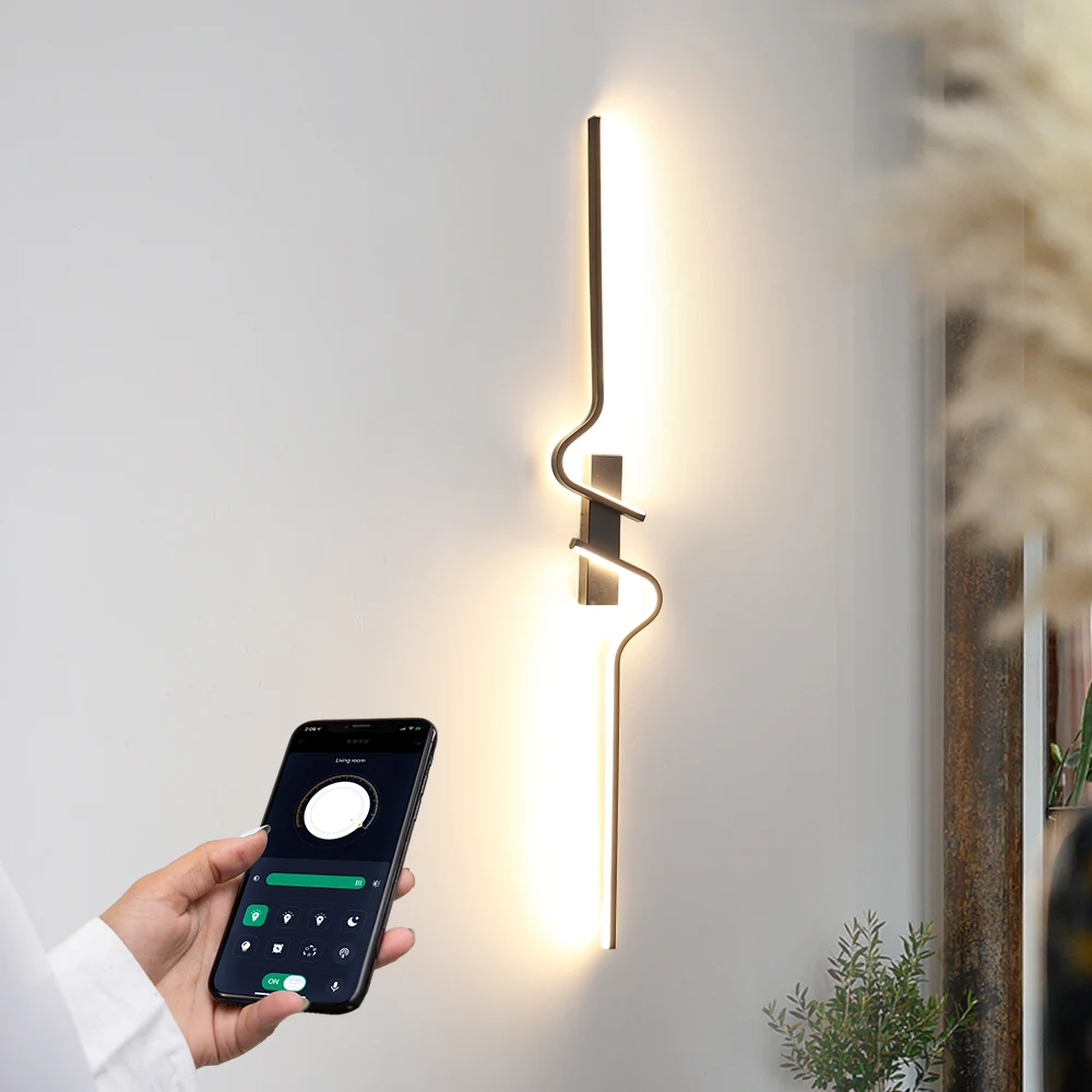 

Modern LED Wall Lamp Remote Dimming Minimalist Led Light Bedroom Bedside Long Strip Wall Sconces Living Room Home Indoor Light