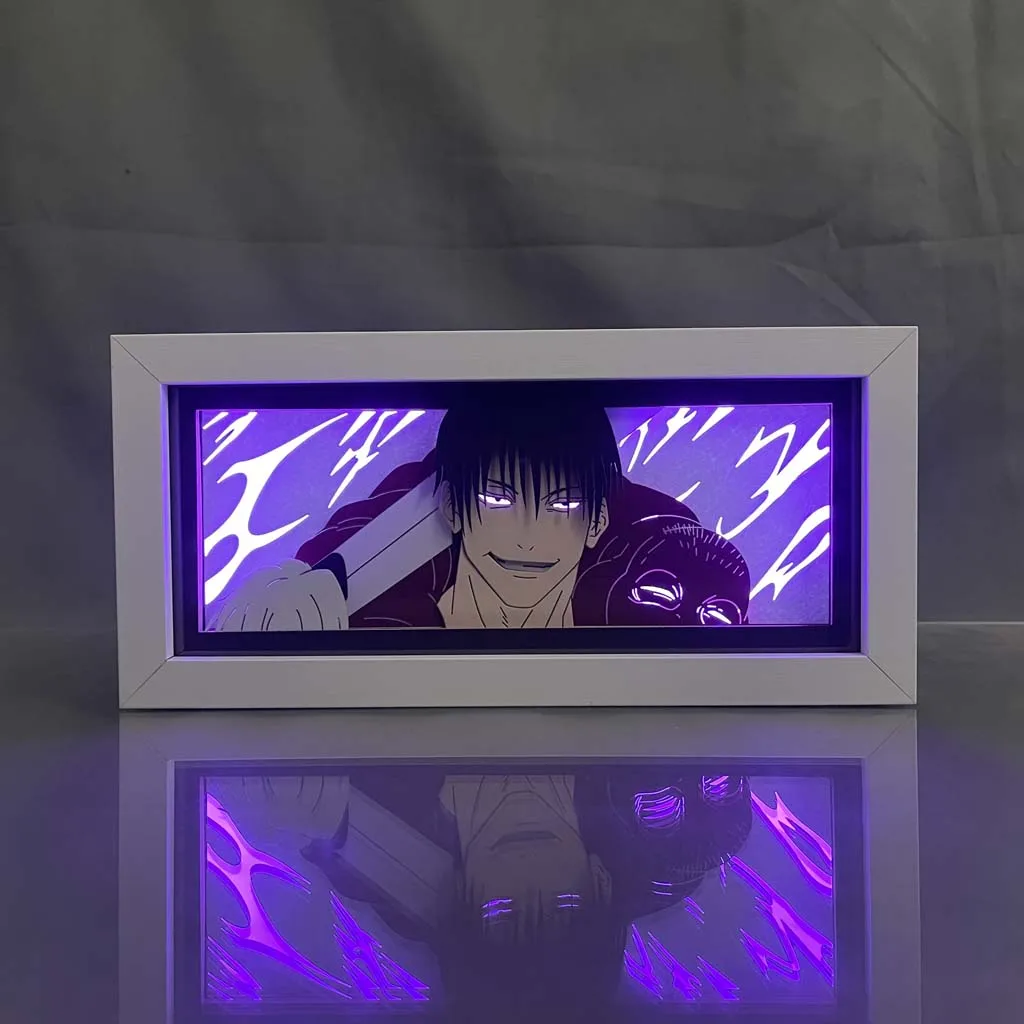 Imagem -05 - Anime Wood Led Night Light Box Lâmpada para Decoração do Quarto Manga 3d Paper Cut Desk Lamp Jujutsu Kaisen Toji Fushiguro