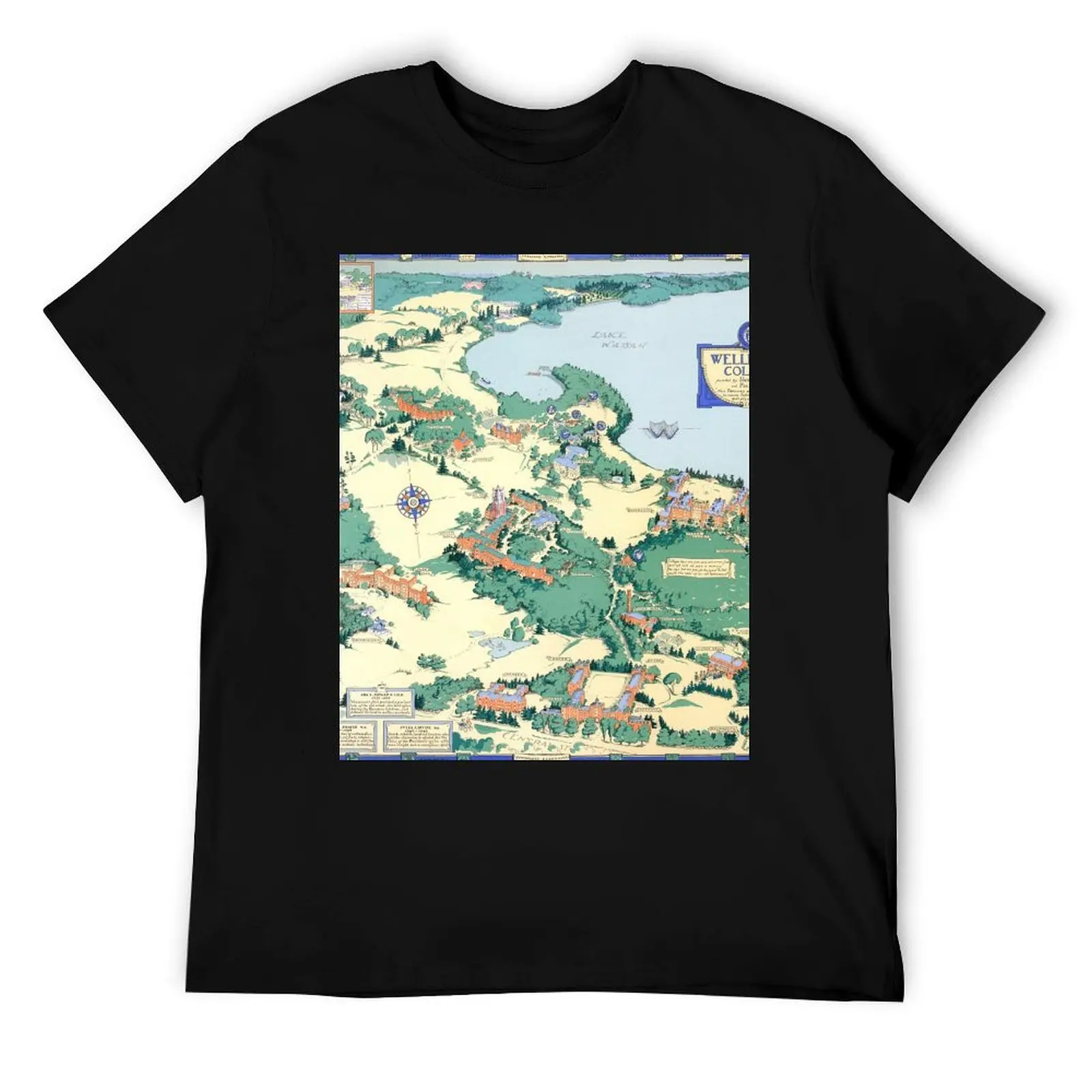 

WELLESLEY College map MASSACHUSETTS dorm decor graduate T-Shirt t shirt custom print man tshirt man t shirt cotton T-Shirt