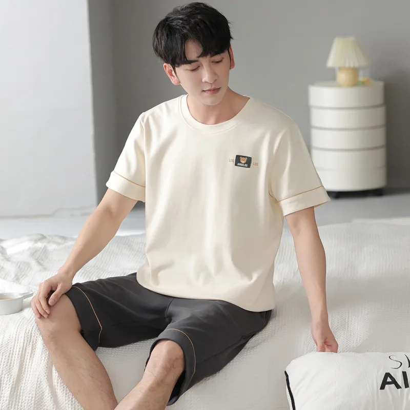 

Sleepwear Men's Clothing Suits Summer Thin Home Soft Simple Cozy Loose Slim Casual Temperament High Quality Casual Breathable