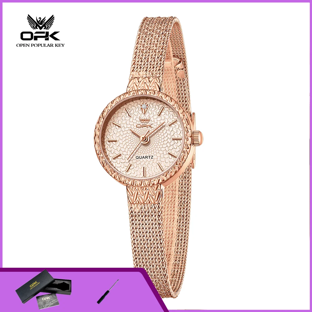

OPK 6086 Fashion Women's Watch Mesh Belt Waterproof Quartz Wristwatch Casual Elegant Watches for Ladies
