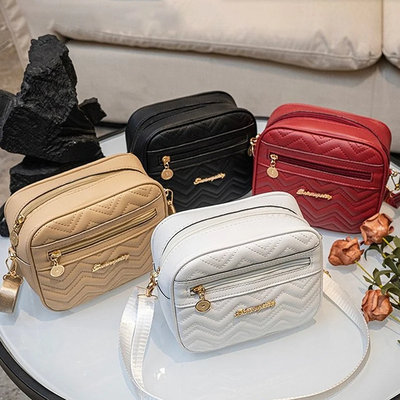 

Fashion Leisure Large Capacity One Shoulder Camera Bag 2024 New Trendy Simple Water Wave Embroidered Crossbody Bag