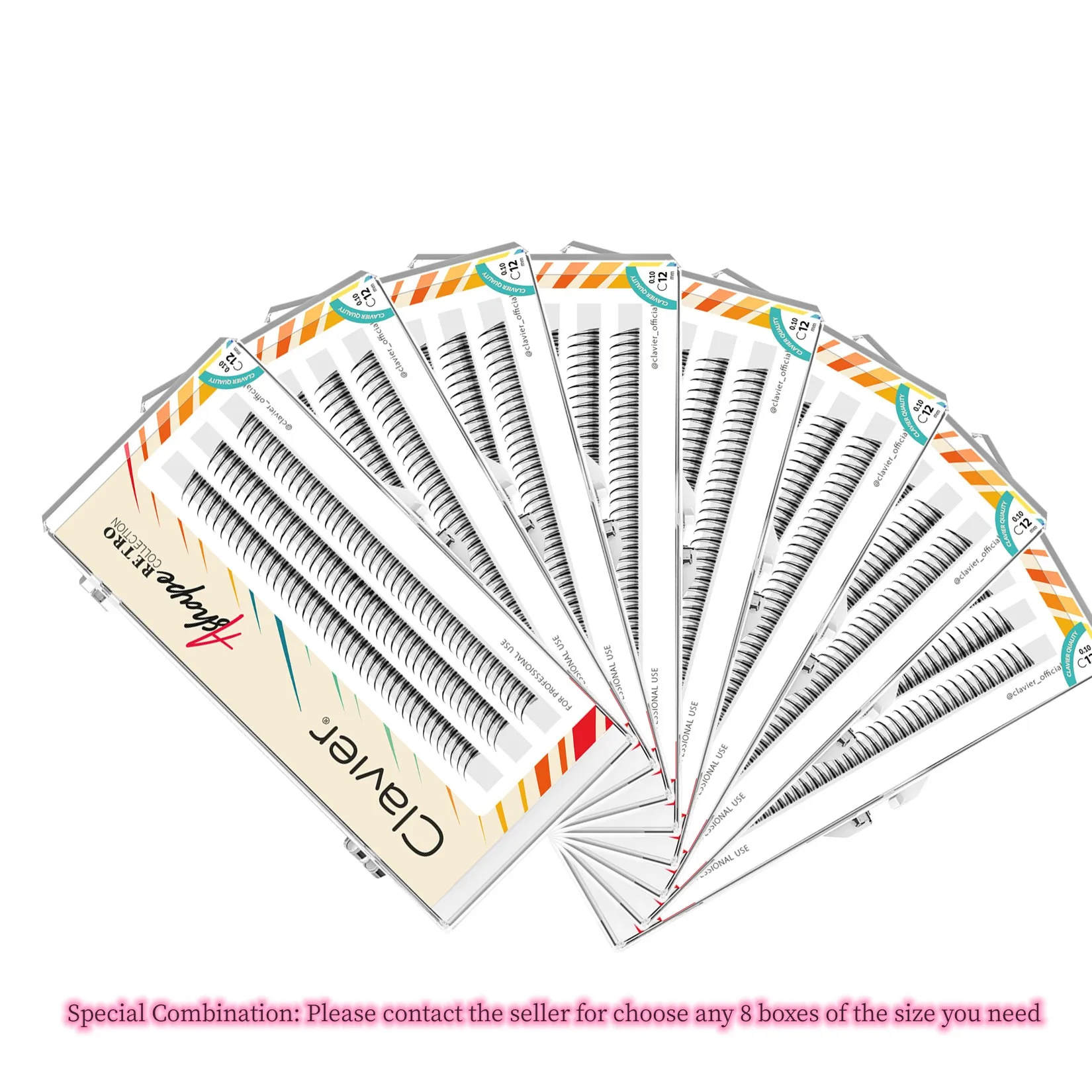 Clavier Vintage Ashape Eyelash Set Individual Lashes Cluster Spikes Lash Synthetic Silk Natural Comic Eyelashes 8 Boxes Set