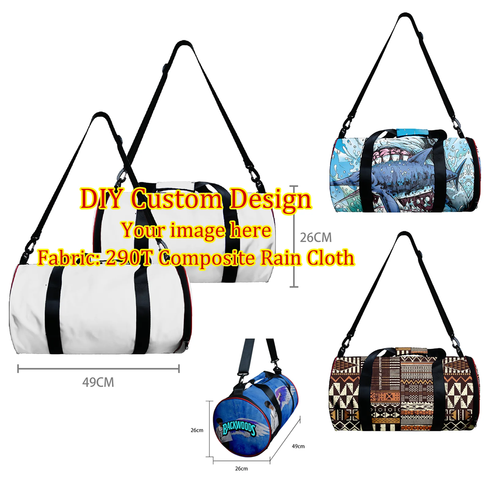 3D Print Travel Bag Personalized Pattern Customization Fashion Portable Boston Bag LOGO Tote Oxford Cloth Shoulder Satchel DIY