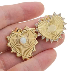 New Vintage Shell Love Heart Pendant Gold Plated Brass CZ Zircon Necklace Accessories For Women Girls Gift Jewelry Making