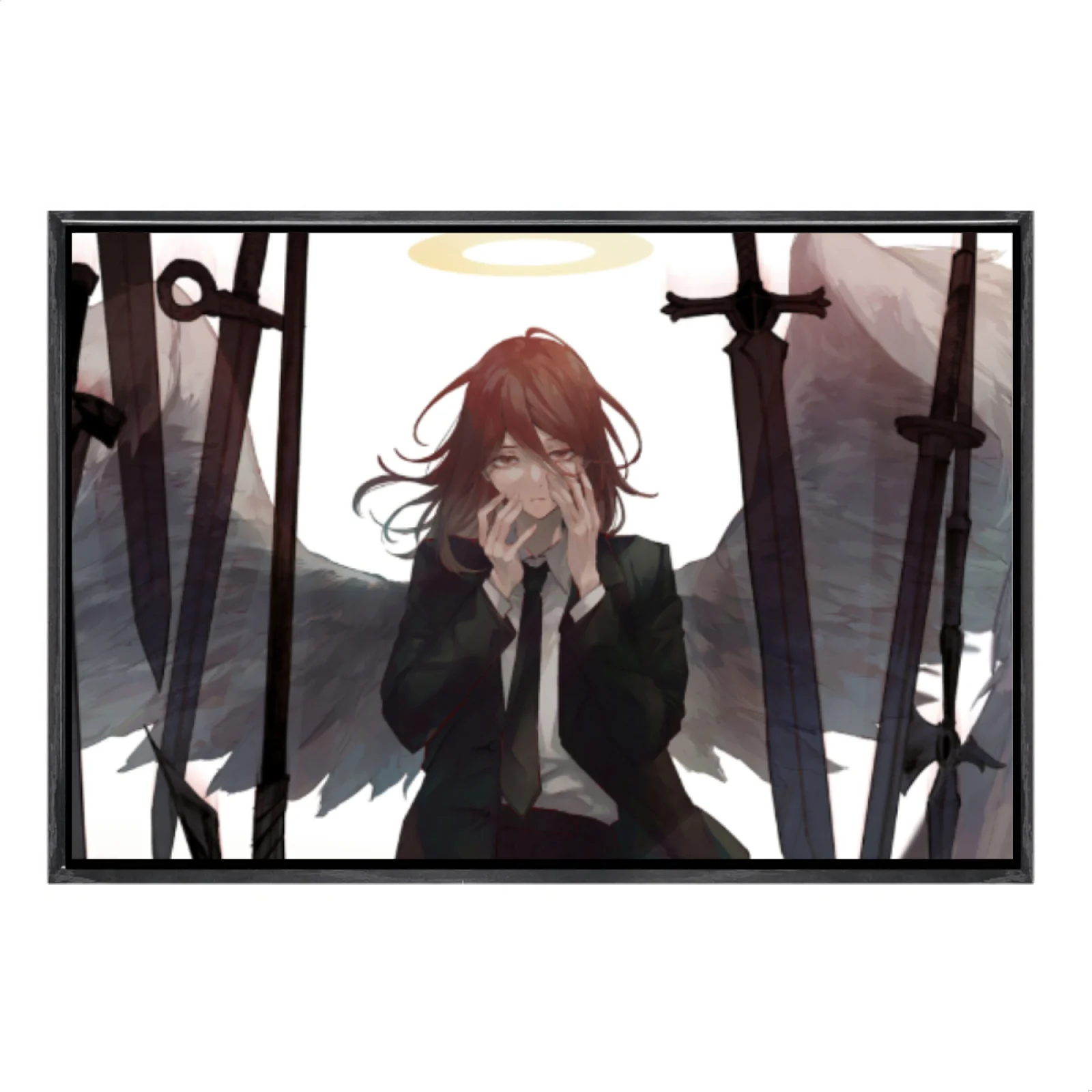 

Японский мультиразмерный холст с изображением манги, настенное искусство в двойной рамке, домашний декор с изображением бензопилы для гостиной, спальни