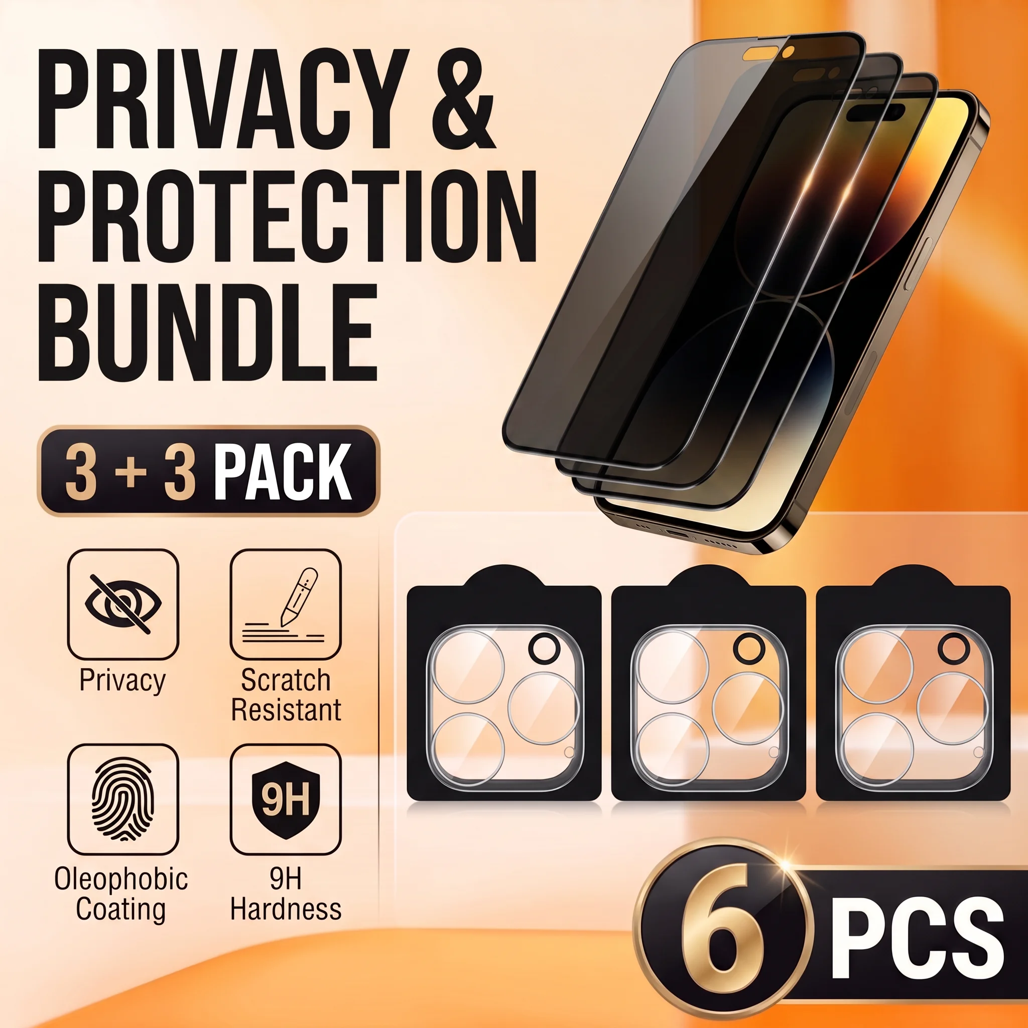 Apple Iphone 15 - Protetor de Tela de Privacidade 3+3