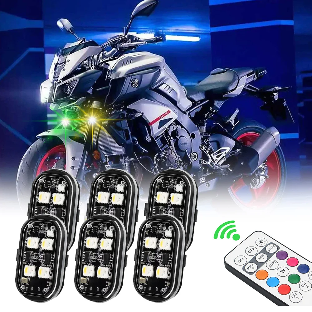 

Motorcycle Strobe Car Decoration light Wireless LED Strobe Lights 8 Colors Warning Light for Motorcycle Car Aircraft Bike