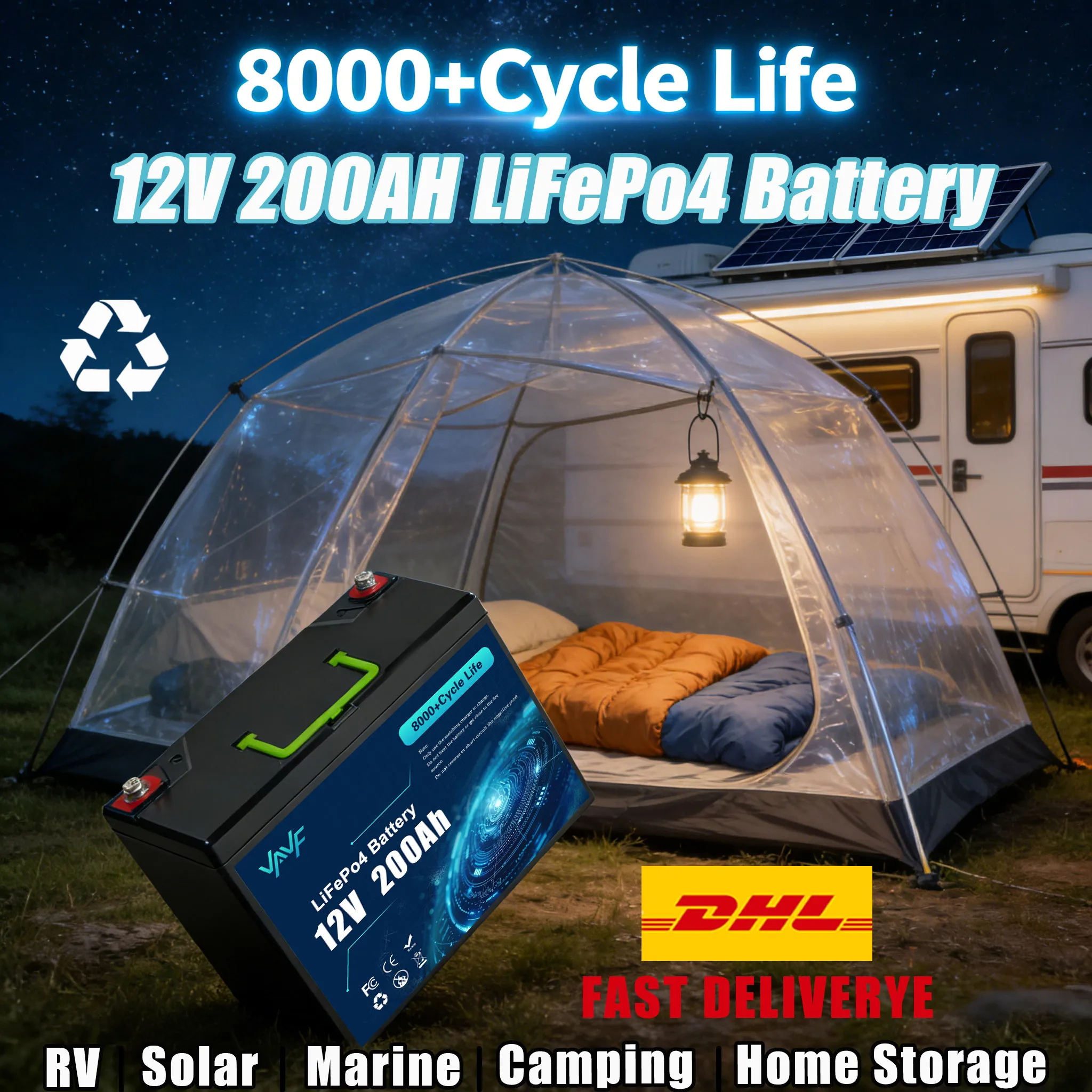 

LiFePO4 12В Аккумулятор 14 Ач со встроенной защитой BMS, более 2000 циклов заряда, подходит для солнечных энергетических систем ⌛️ Автодома/кемперы, морские суда