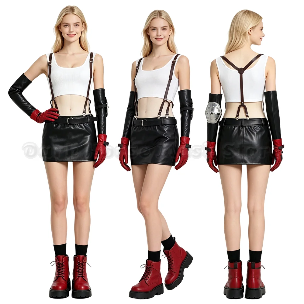 Tifa Lockhart Cosplay Kostüm Karnevalsuniform Anime Halloween Kostüme Damen Tifa Lockhart Cosplay Fantasia Karnevalsparty-Anzug