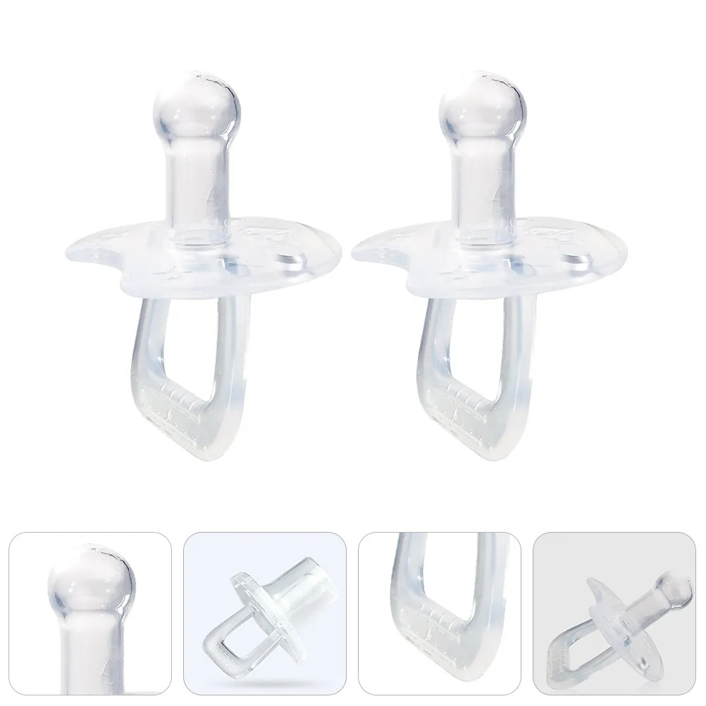 

2Pcs Baby Pacifiers Silicone Infant Soothers Portable Ergonomic Round Flat Edges Safe Chewing Teether Baby Pacifier