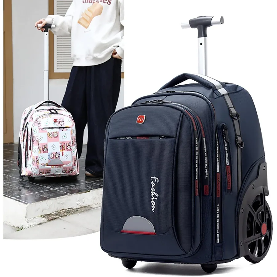 حقيبة ظهر مقاومة للماء للنساء والرجال حقيبة ظهر للكمبيوتر المحمول مع عجلات للبالغين تحمل على حقيبة الظهر بعجلات كبيرة لـ Tr #6