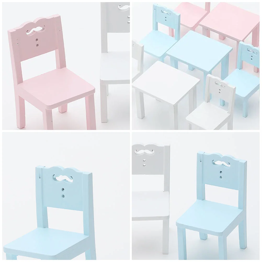 3 Pcs Furniture House Mini Model Chair Toy Simulation Blue Miniature Child