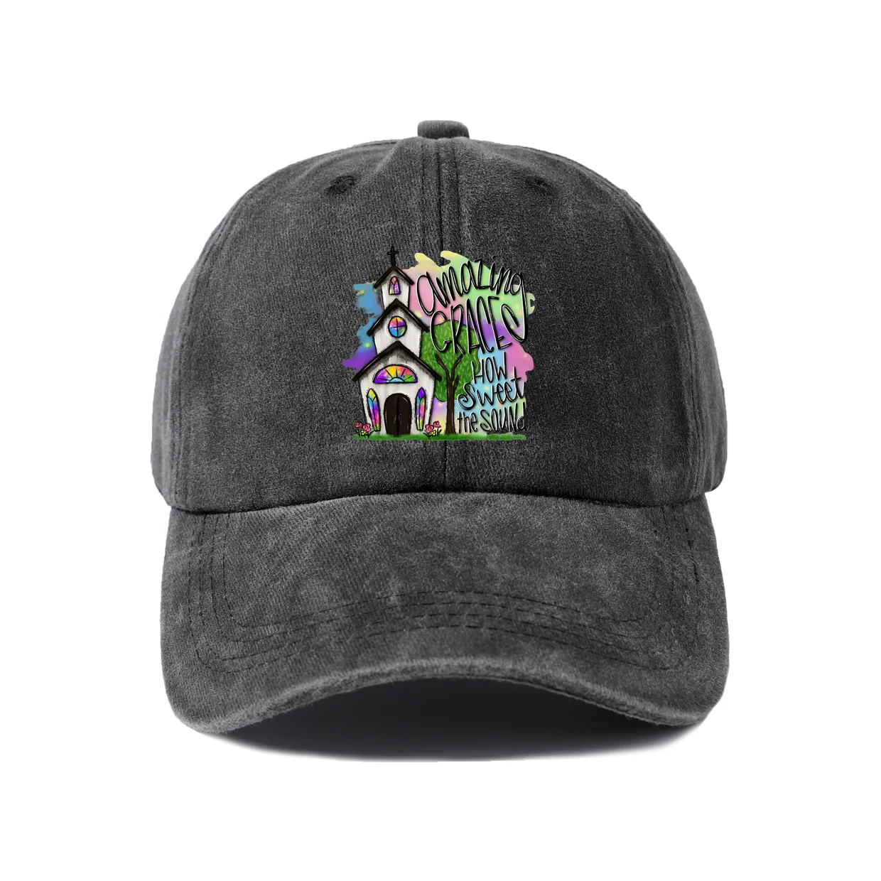 Halloween Haunted House Vintage Washed Baseball Cap, Adjustable Unisex Dad Hat, Everyday Gift