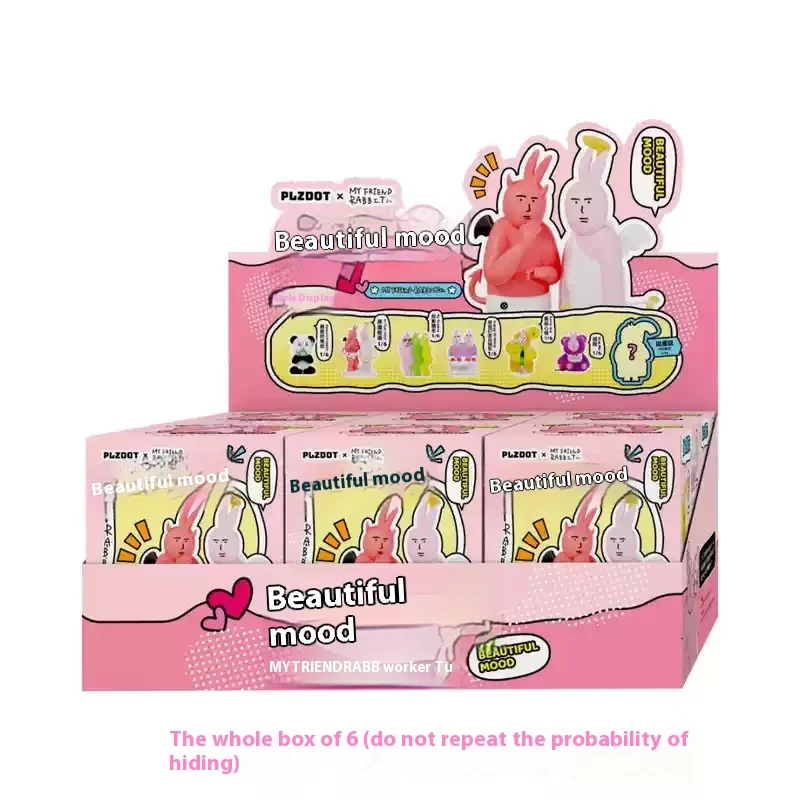 

Authentic Miniso Pink Rabbit Abstract Design Trendy Blind Box Toy Desktop Decoration Gift For Women Cute FeminineRabbit Figurine